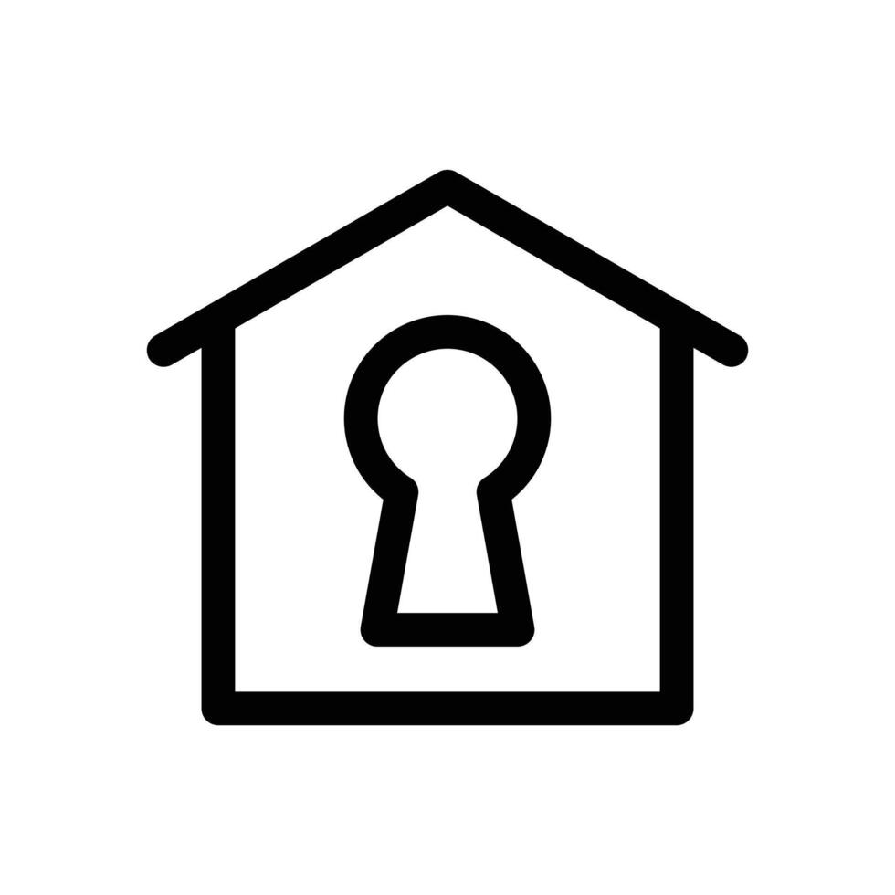 lock home icon linear logo mark in black and white vector