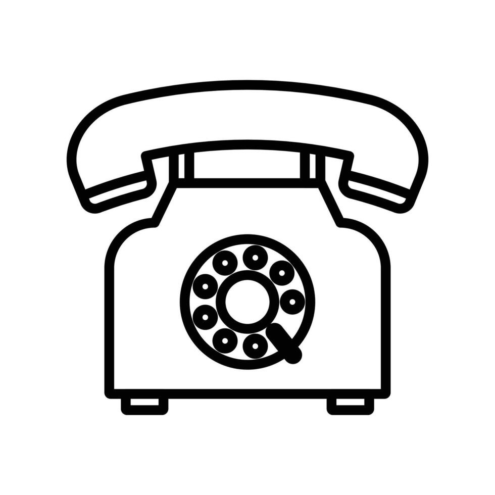 old phone icon linear logo mark in black and white vector