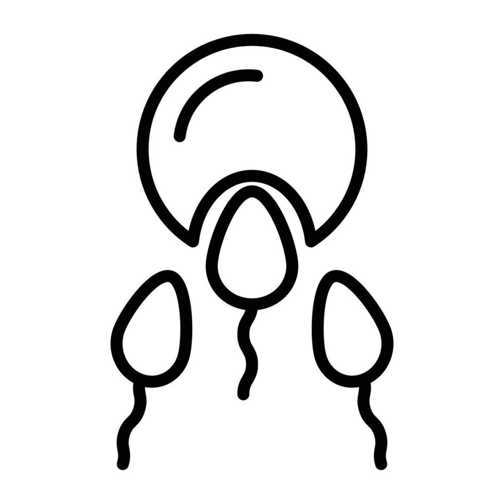 ovule being fertilized by sperm icon linear logo mark in black and white vector