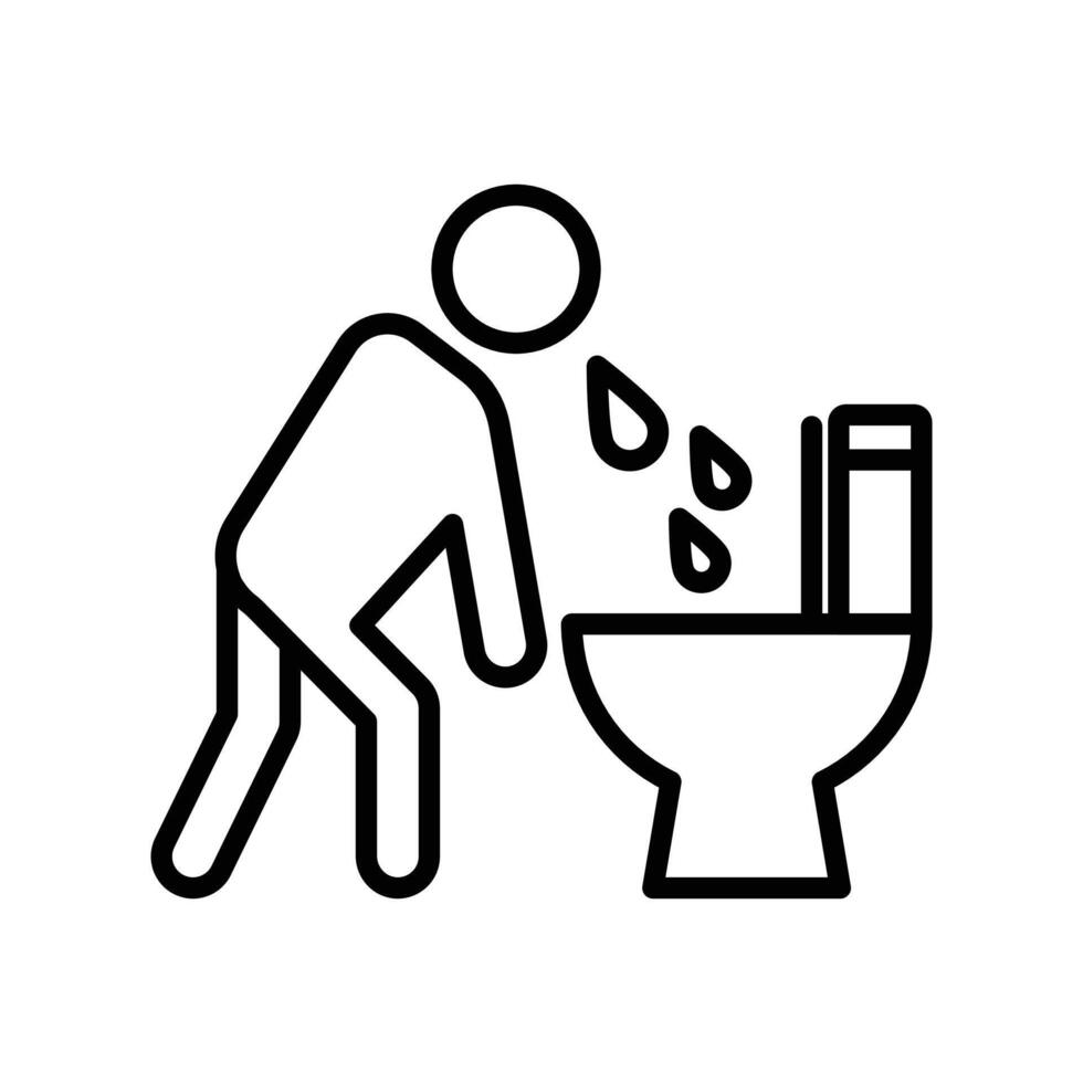 vomiting in bathroom icon linear logo mark in black and white vector