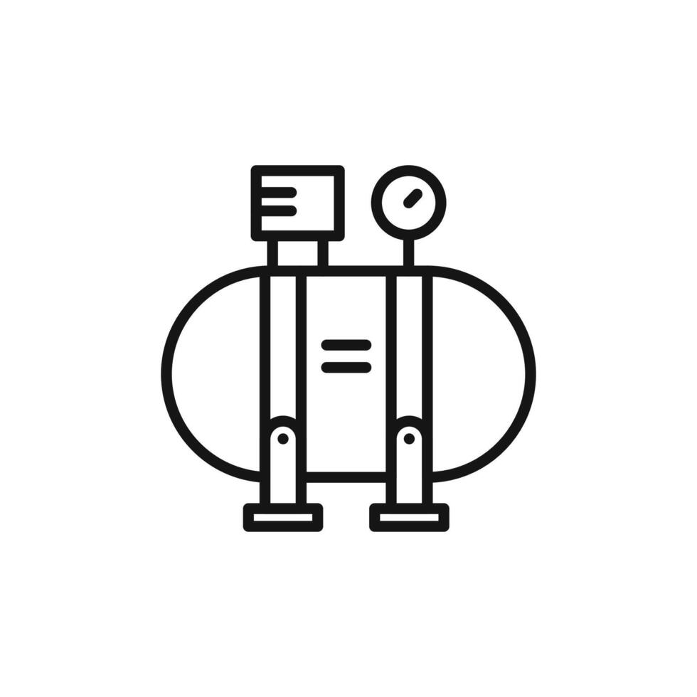 Air compressor pump icon outline collection in black and on white background vector