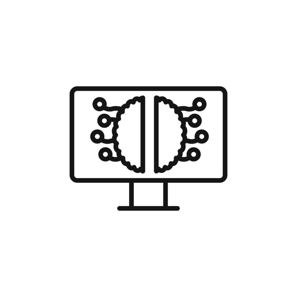 Artificial intelligence icon outline collection in black and on white background vector