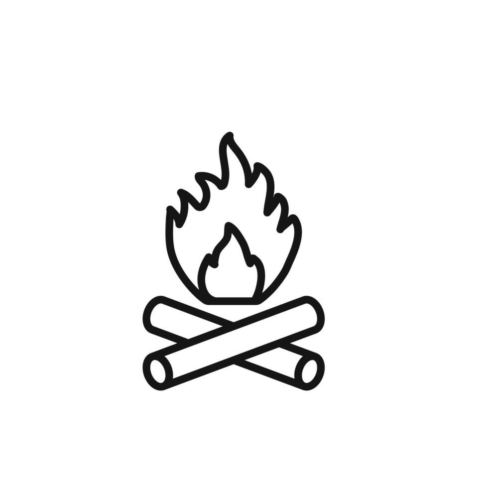 Campfire icon outline collection in black and on white background vector