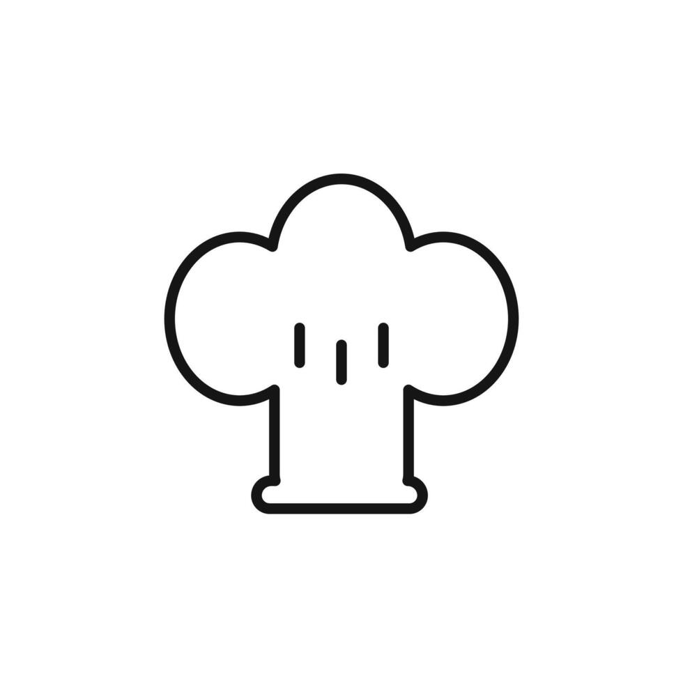 Chef hat icon outline collection in black and on white background vector