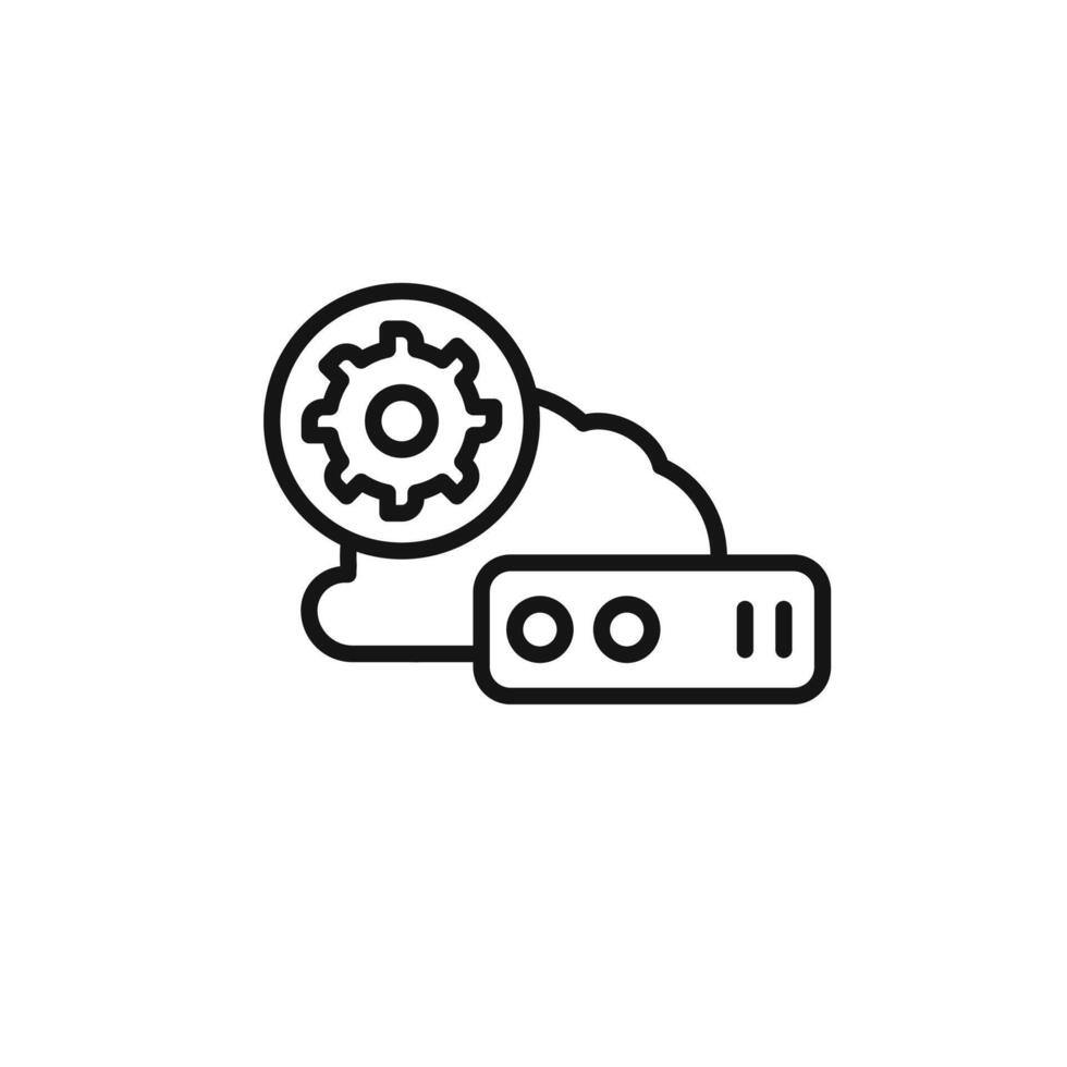 Cloud Data settings icon outline collection in black and on white background vector