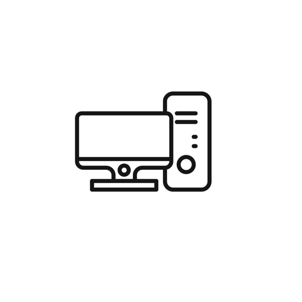 Computer icon outline collection in black and on white background vector