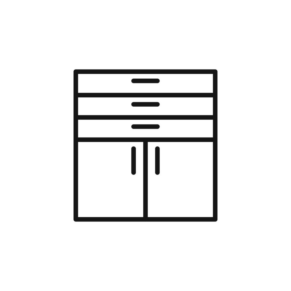 Credenza icon outline collection in black and on white background vector