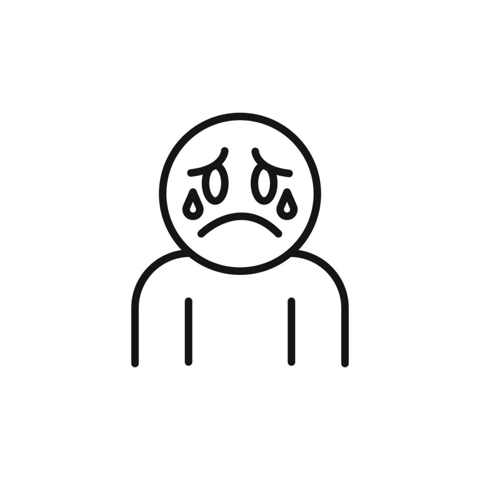 Depression icon outline collection in black and on white background vector