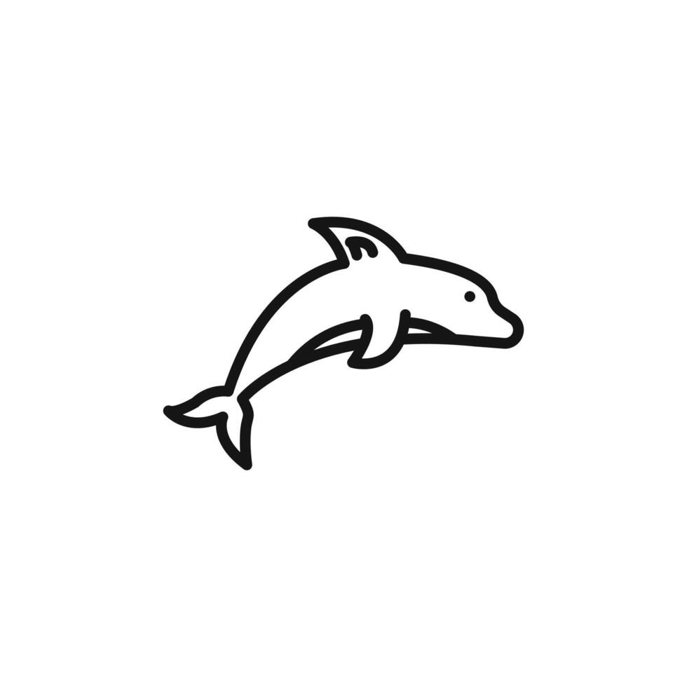 Dolphin icon outline collection in black and on white background vector