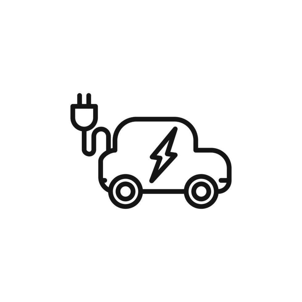 Electric vehicle icon outline collection in black and on white background vector