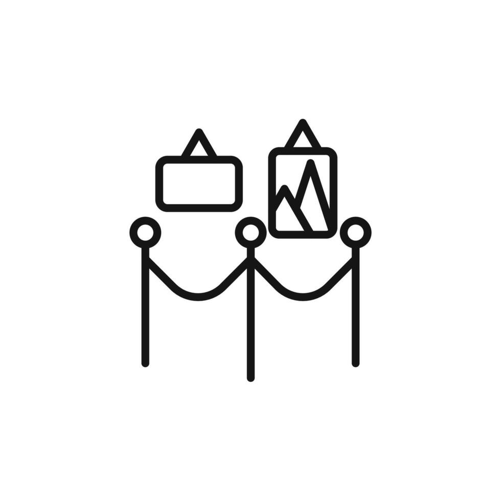 Exhibit icon outline collection in black and on white background vector