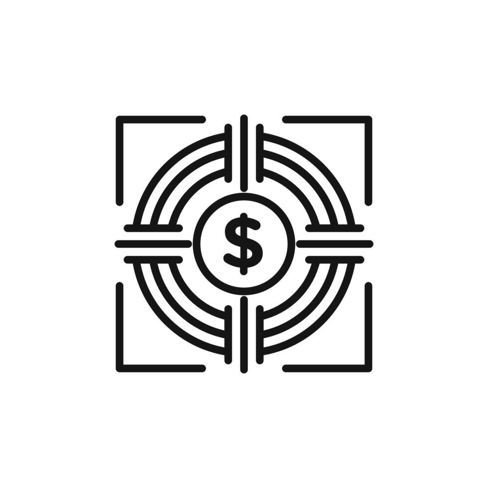 Funds hunting icon outline collection in black and on white background vector