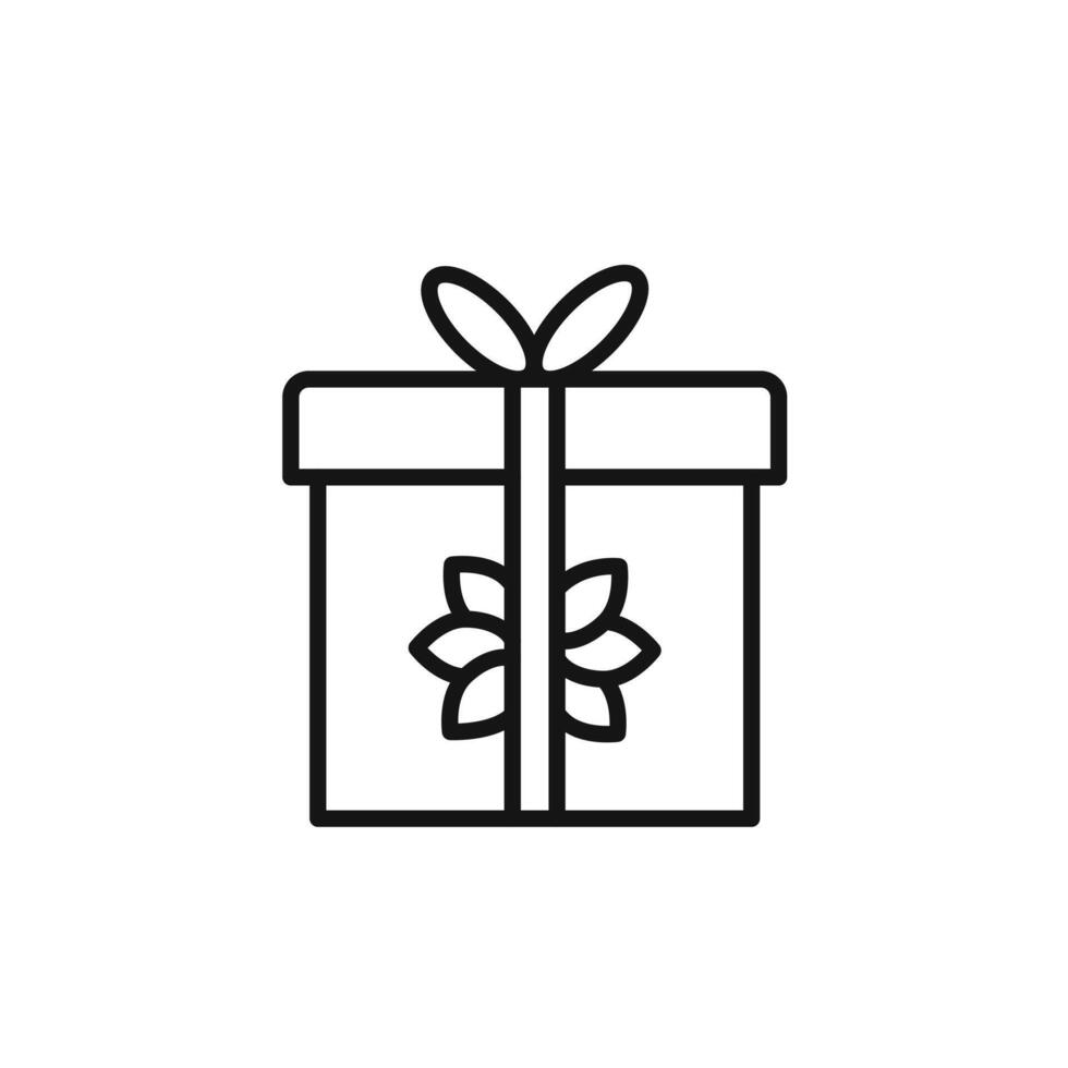 Gift icon outline collection in black and on white background vector