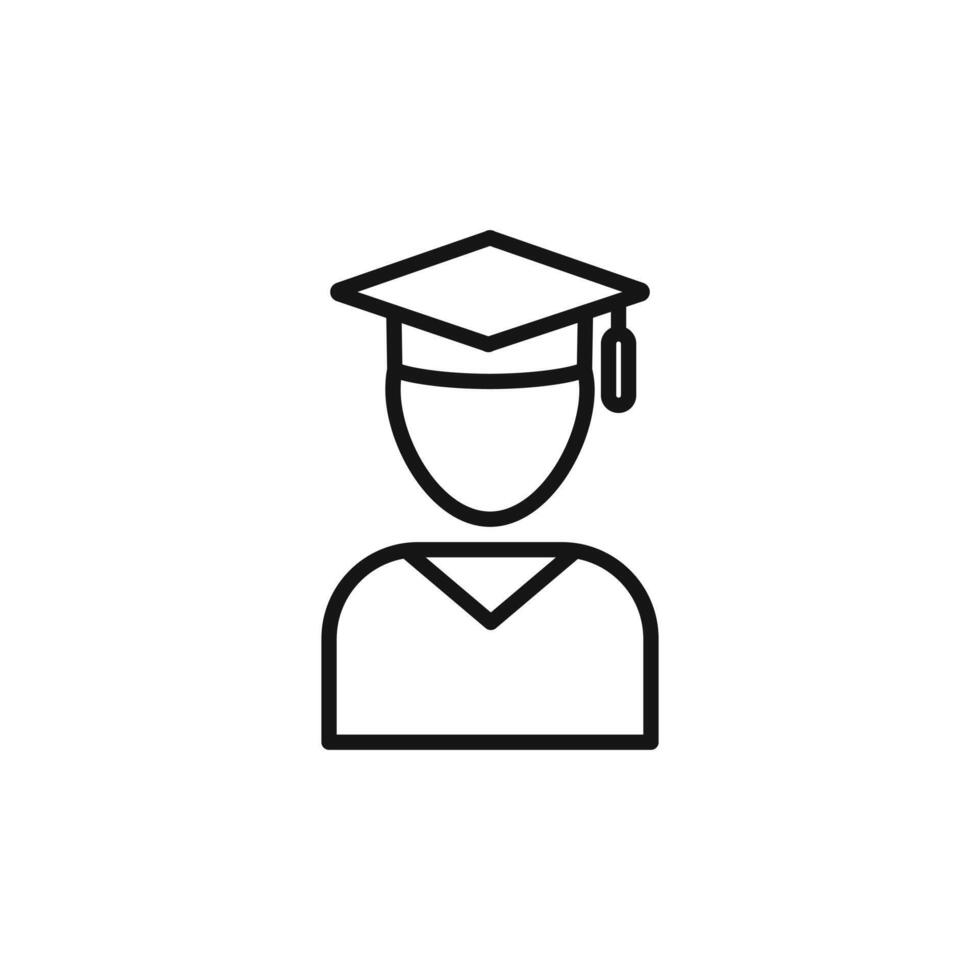 Graduation ceremony icon outline collection in black and on white background vector
