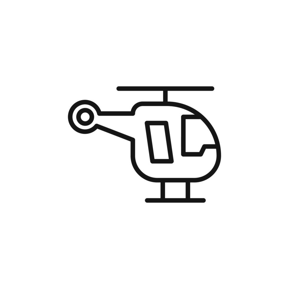 Helicopter icon outline collection in black and on white background vector