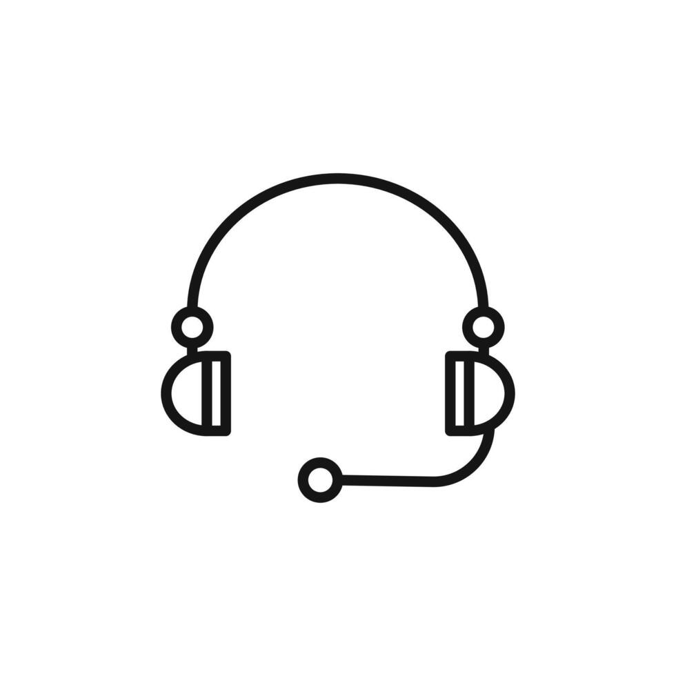 Helpdesk Headphone icon outline collection in black and on white background vector