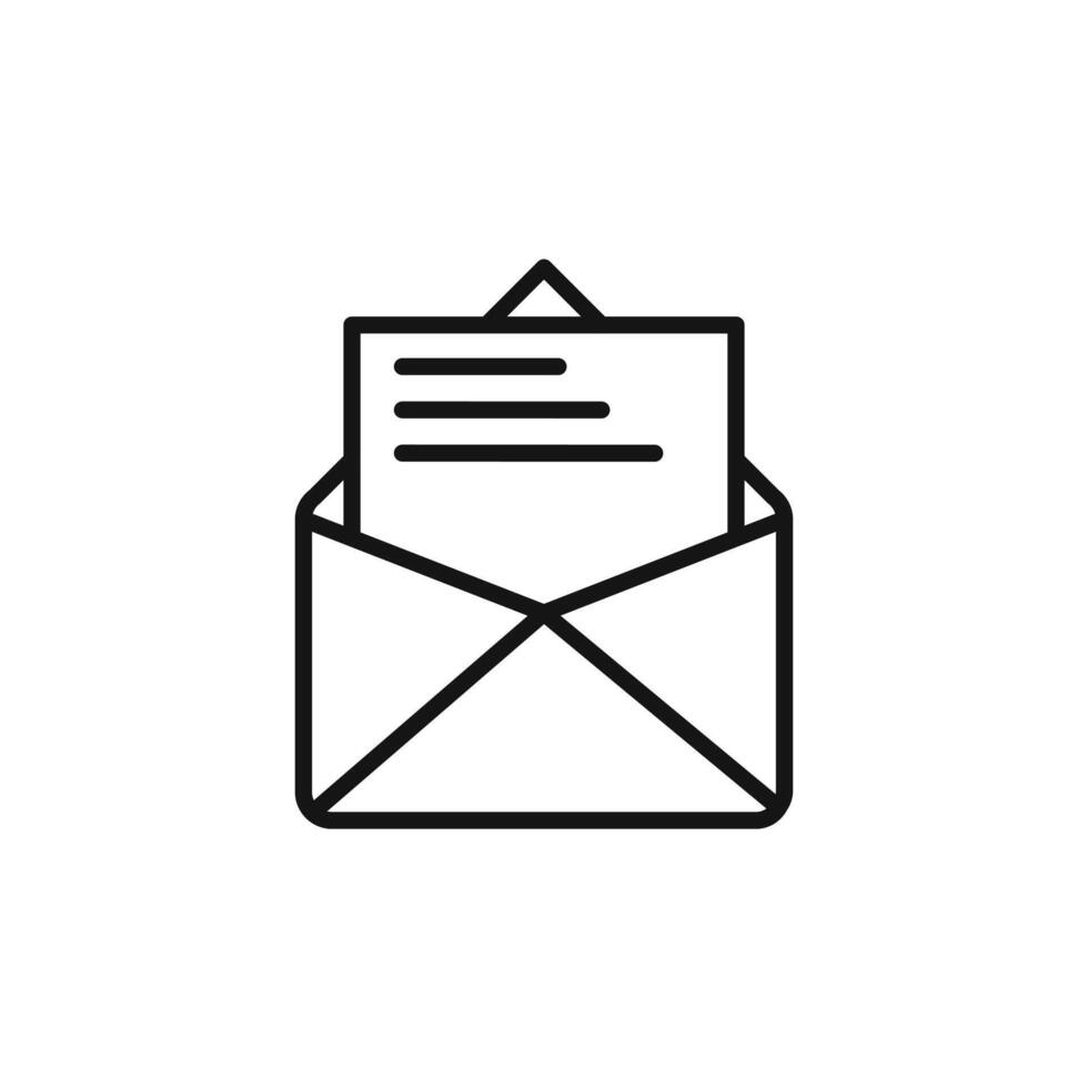 Mail message icon outline collection in black and on white background vector