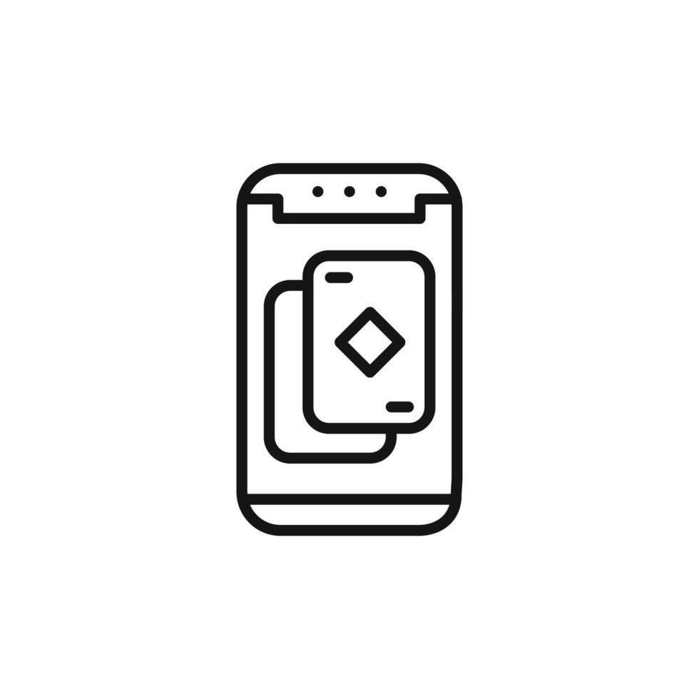 Mobile casino icon outline collection in black and on white background vector