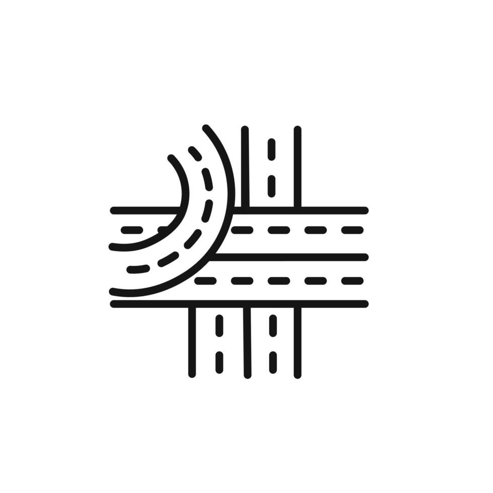 Multi level junction icon outline collection in black and on white background vector