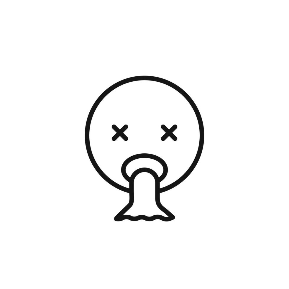 Nausea icon outline collection in black and on white background vector