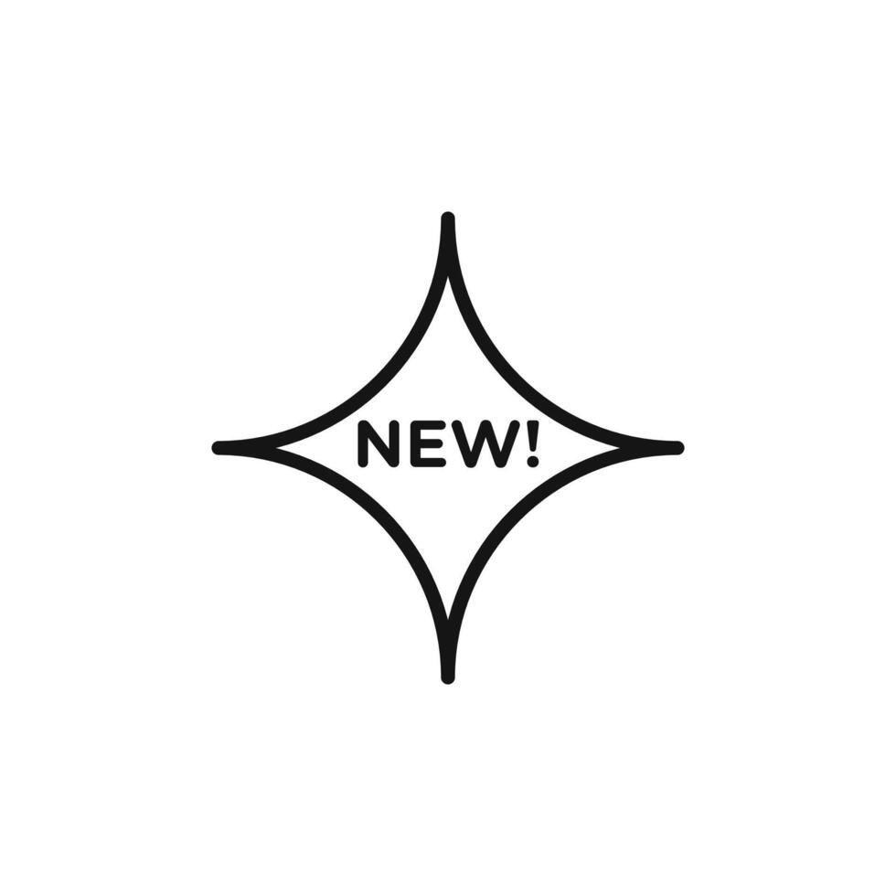 New symbol icon outline collection in black and on white background vector