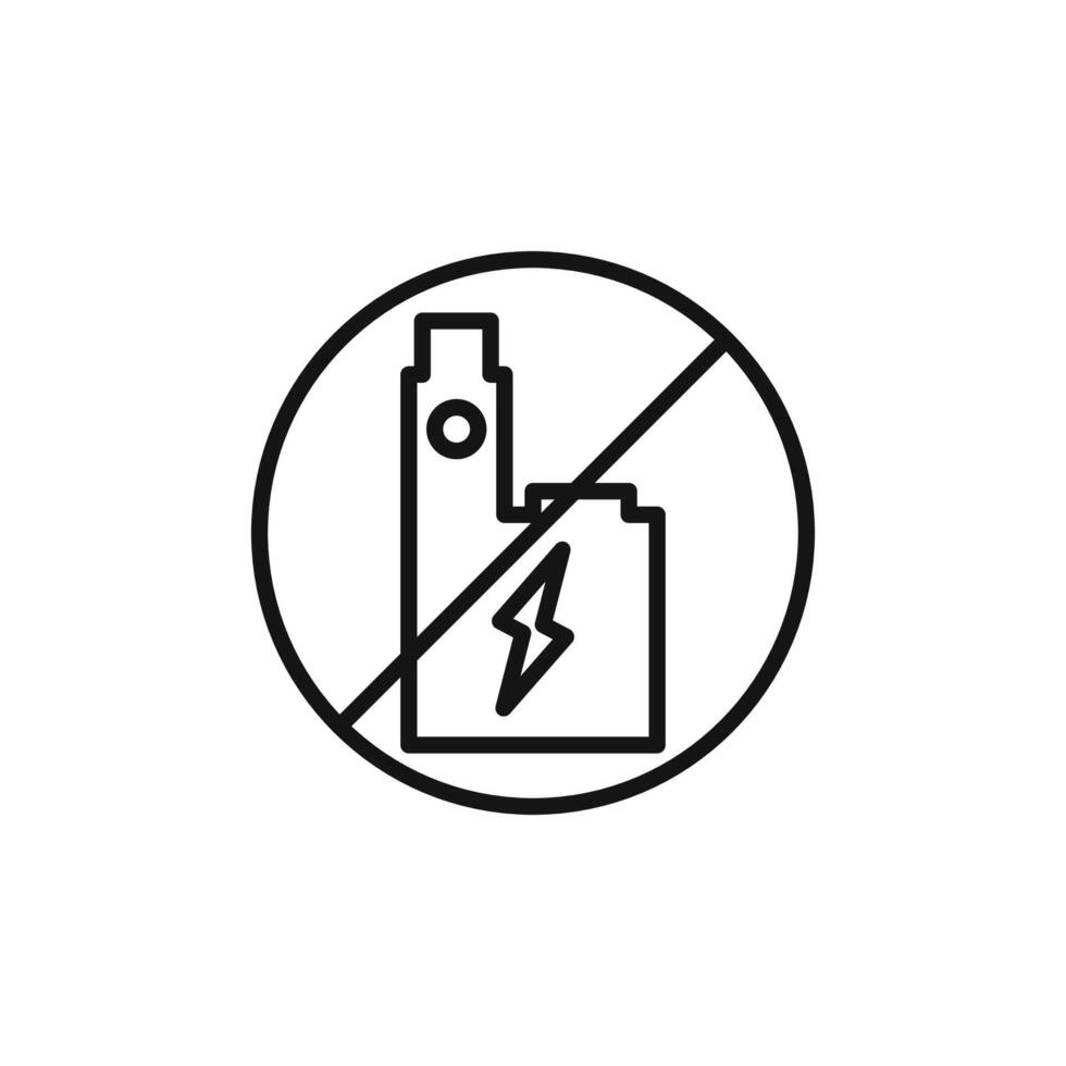No Electronic Vaping icon outline collection in black and on white background vector