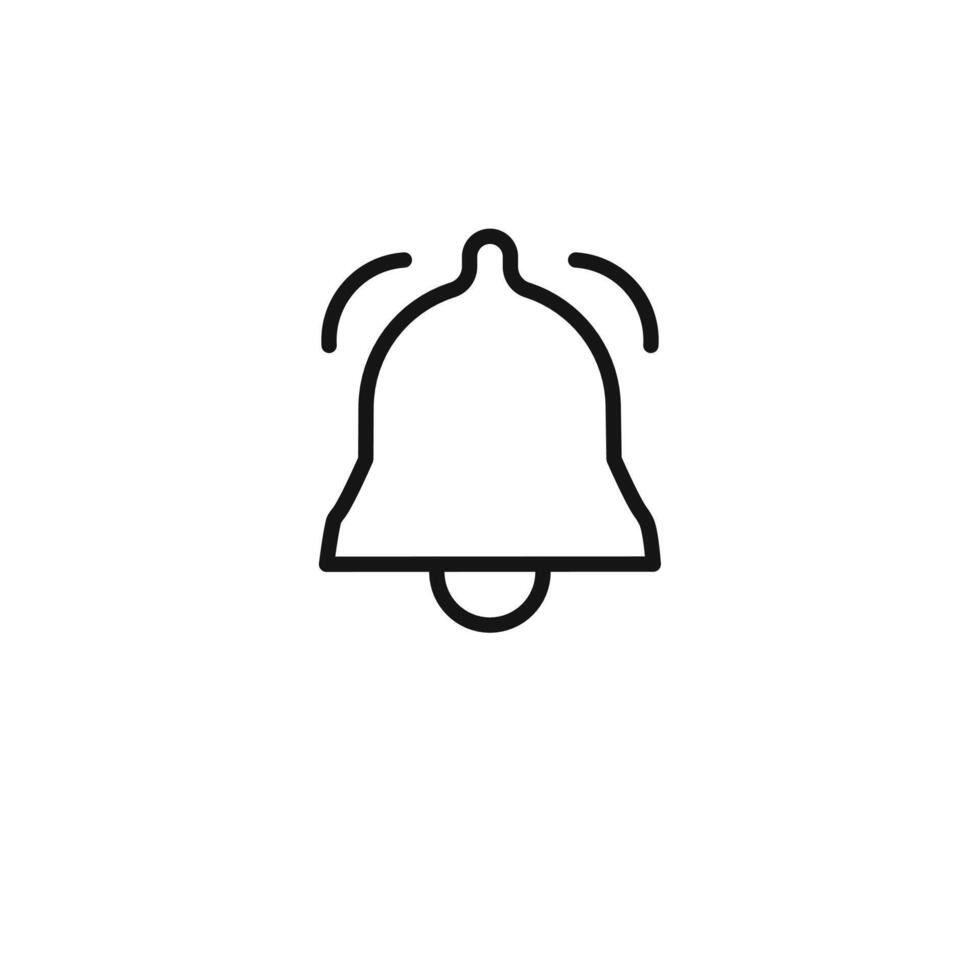 Notification bell icon outline collection in black and on white background vector