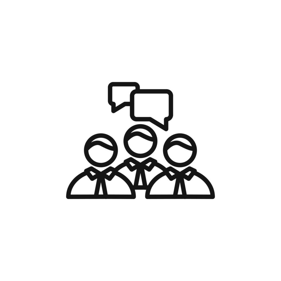 Person conversation icon outline collection in black and on white background vector