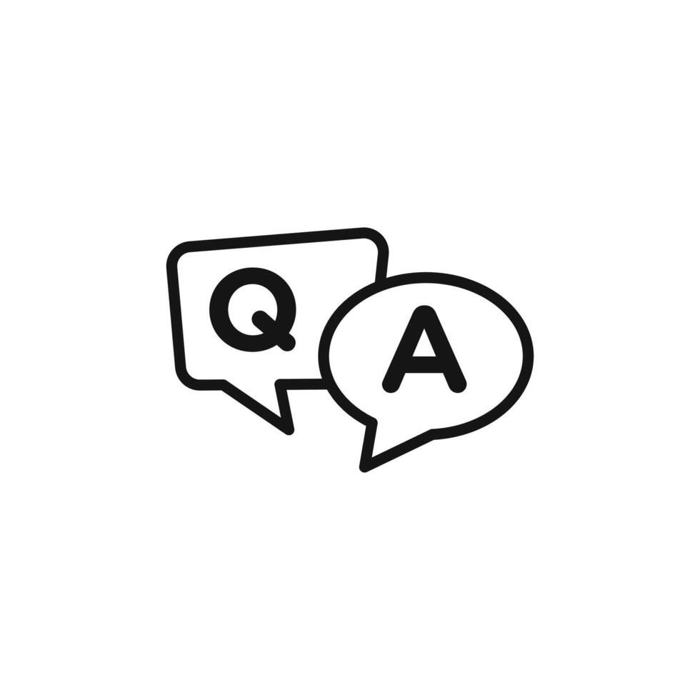 Questions and answers icon outline collection in black and on white background vector