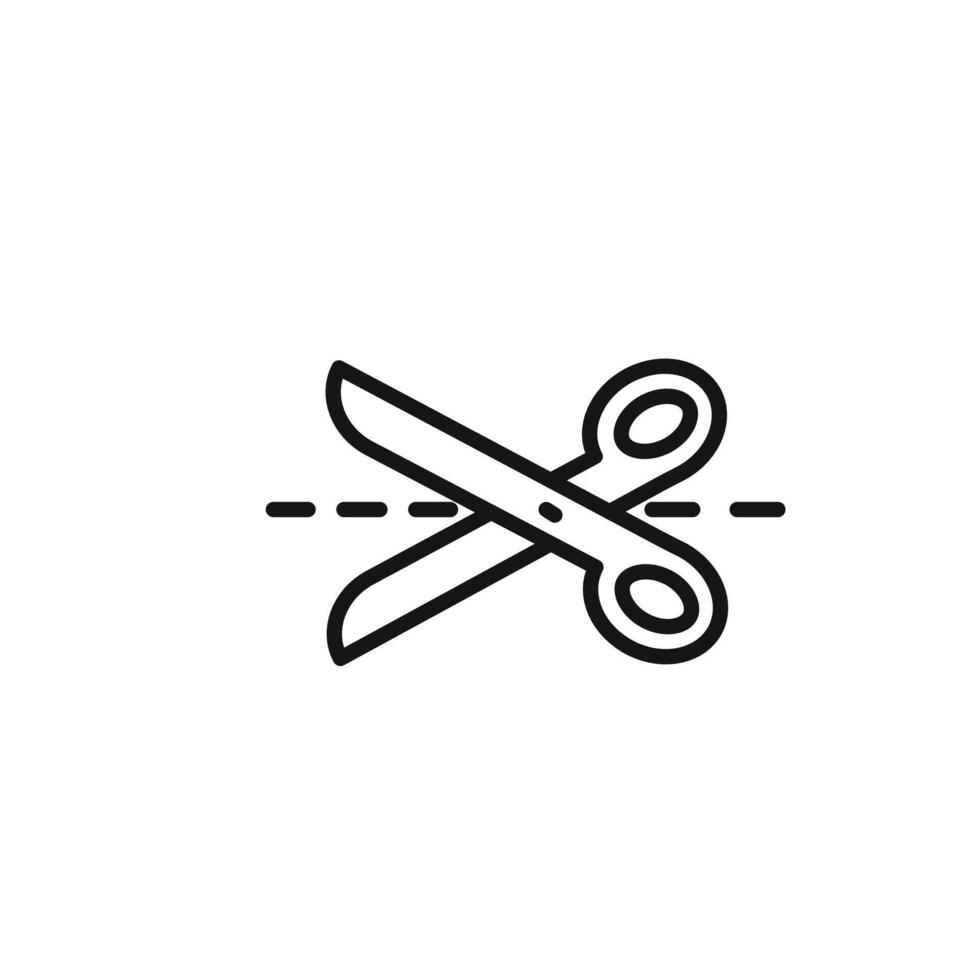 Scissors trim cut icon outline collection in black and on white background vector