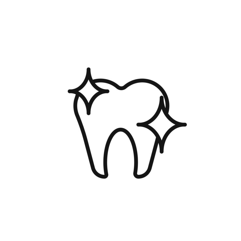Teeth cleaning icon outline collection in black and on white background vector