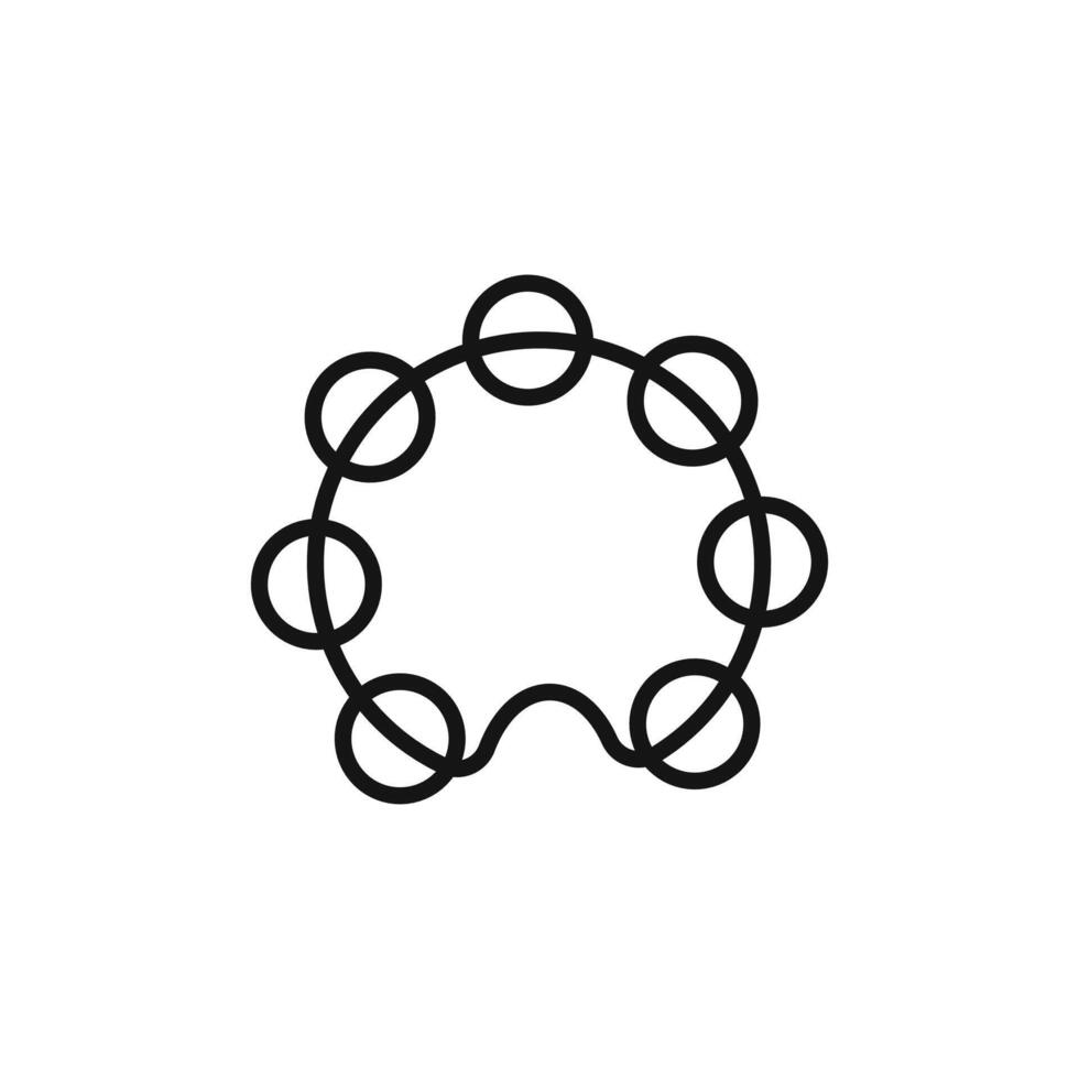 Tambourine icon outline collection in black and on white background vector