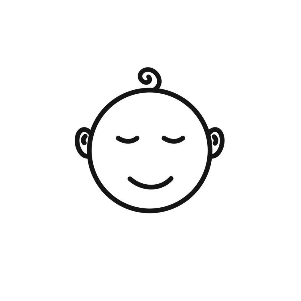 baby face icon outline collection in black and on white background vector