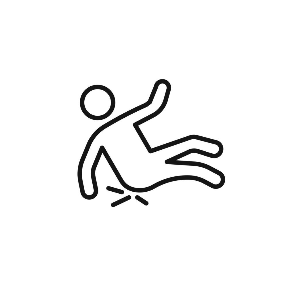 fall accident icon outline collection in black and on white background vector