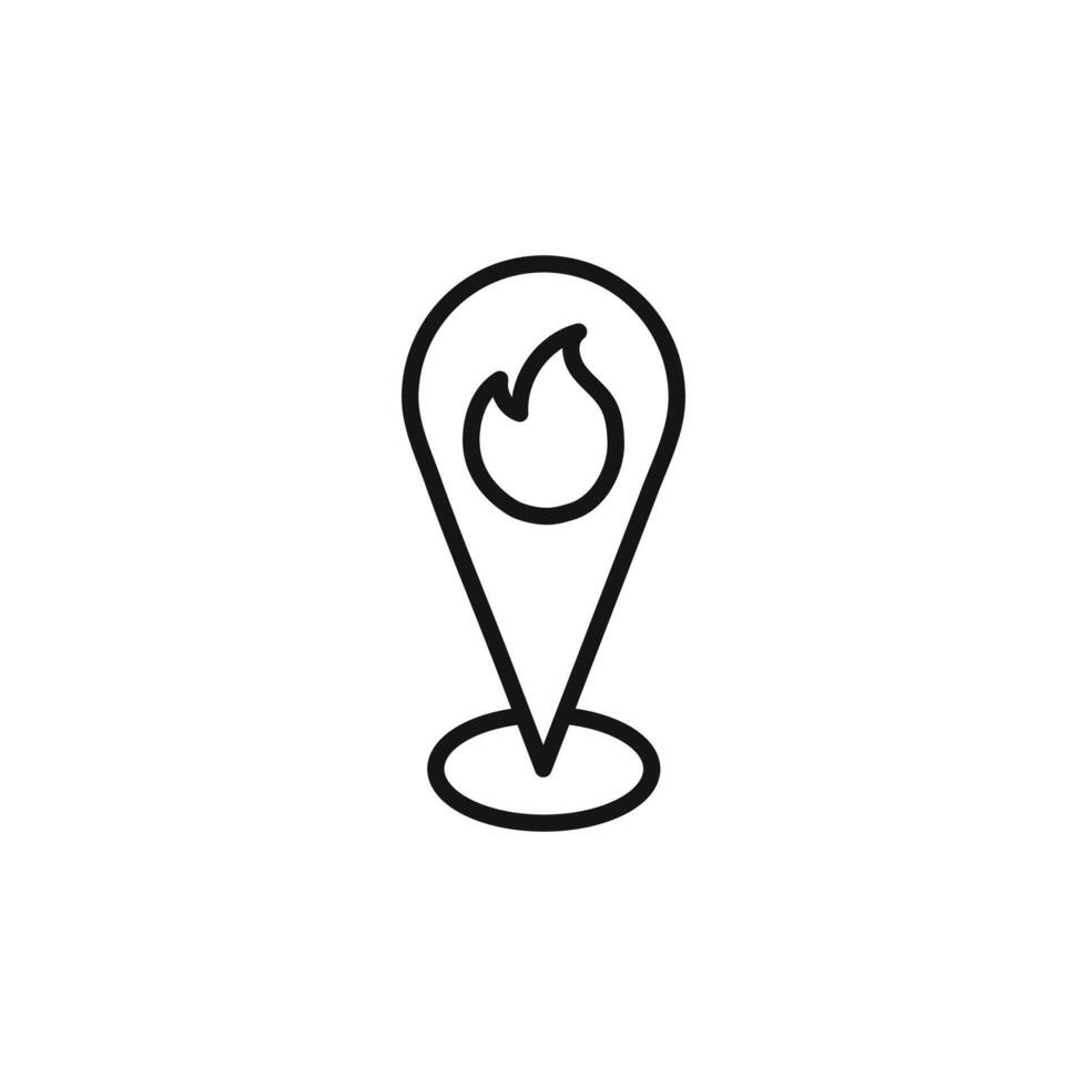 fire location icon outline collection in black and on white background vector