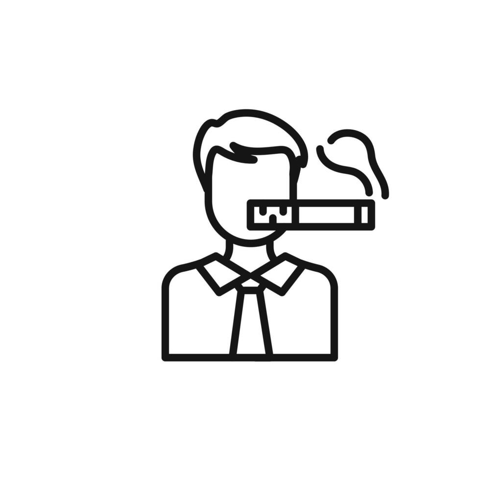 man smoking cigarette icon outline collection in black and on white background vector