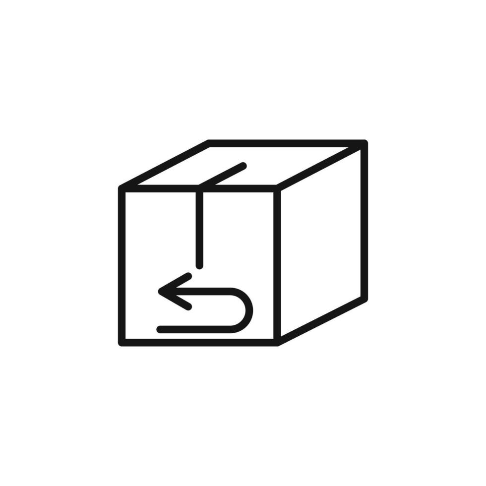 product return Box icon outline collection in black and on white background vector