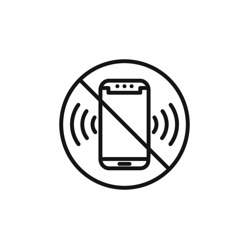 silent phone icon outline collection in black and on white background vector