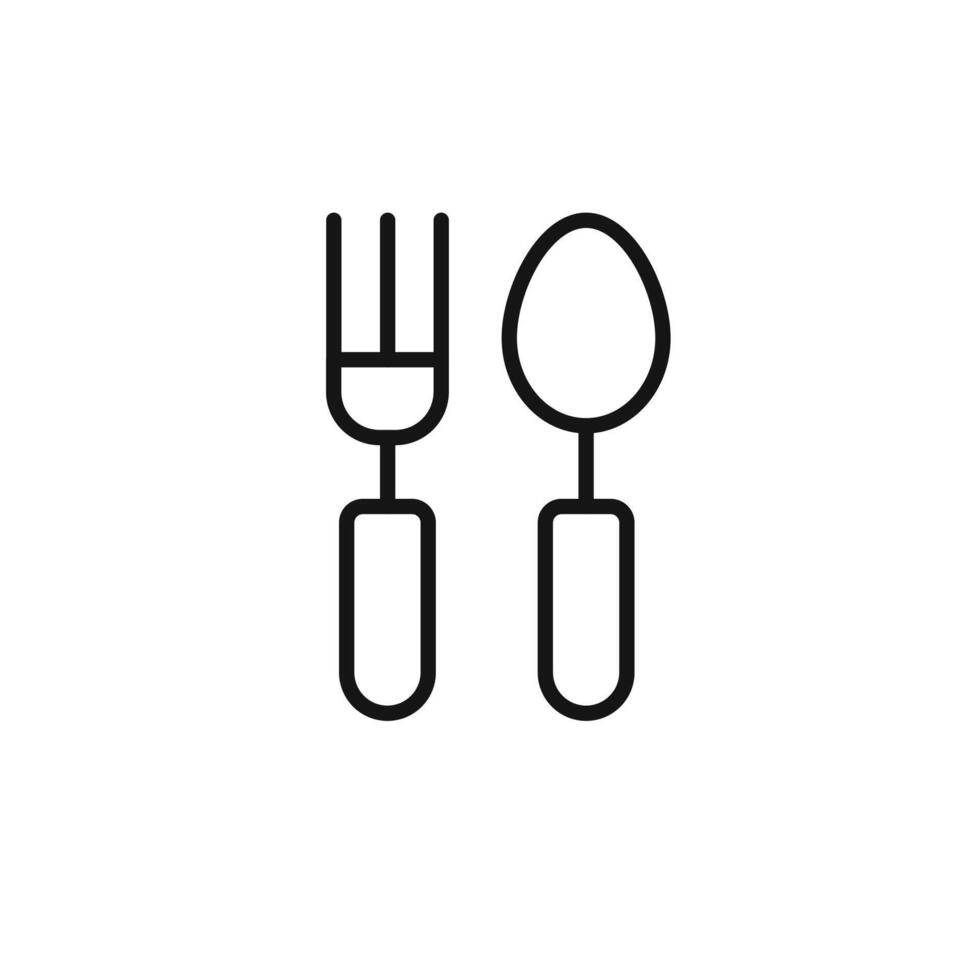 spoon and fork icon outline collection in black and on white background vector
