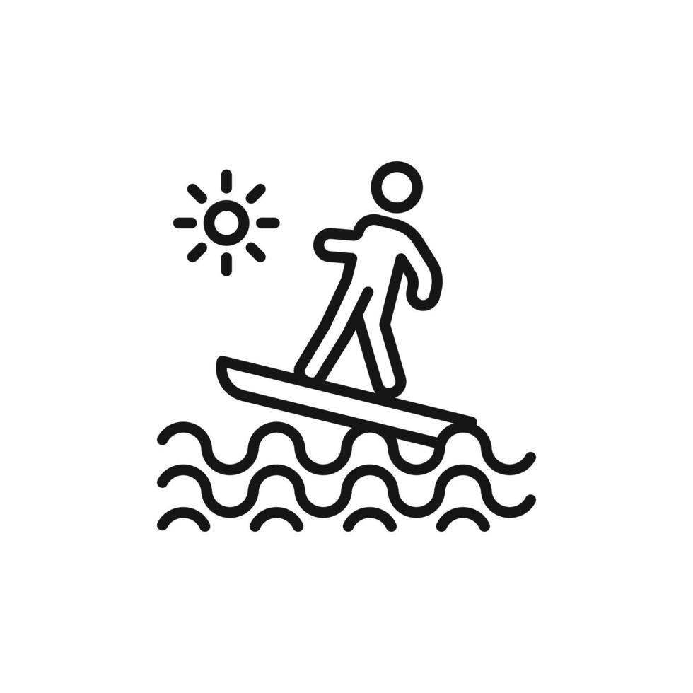 surfing icon outline collection in black and on white background vector