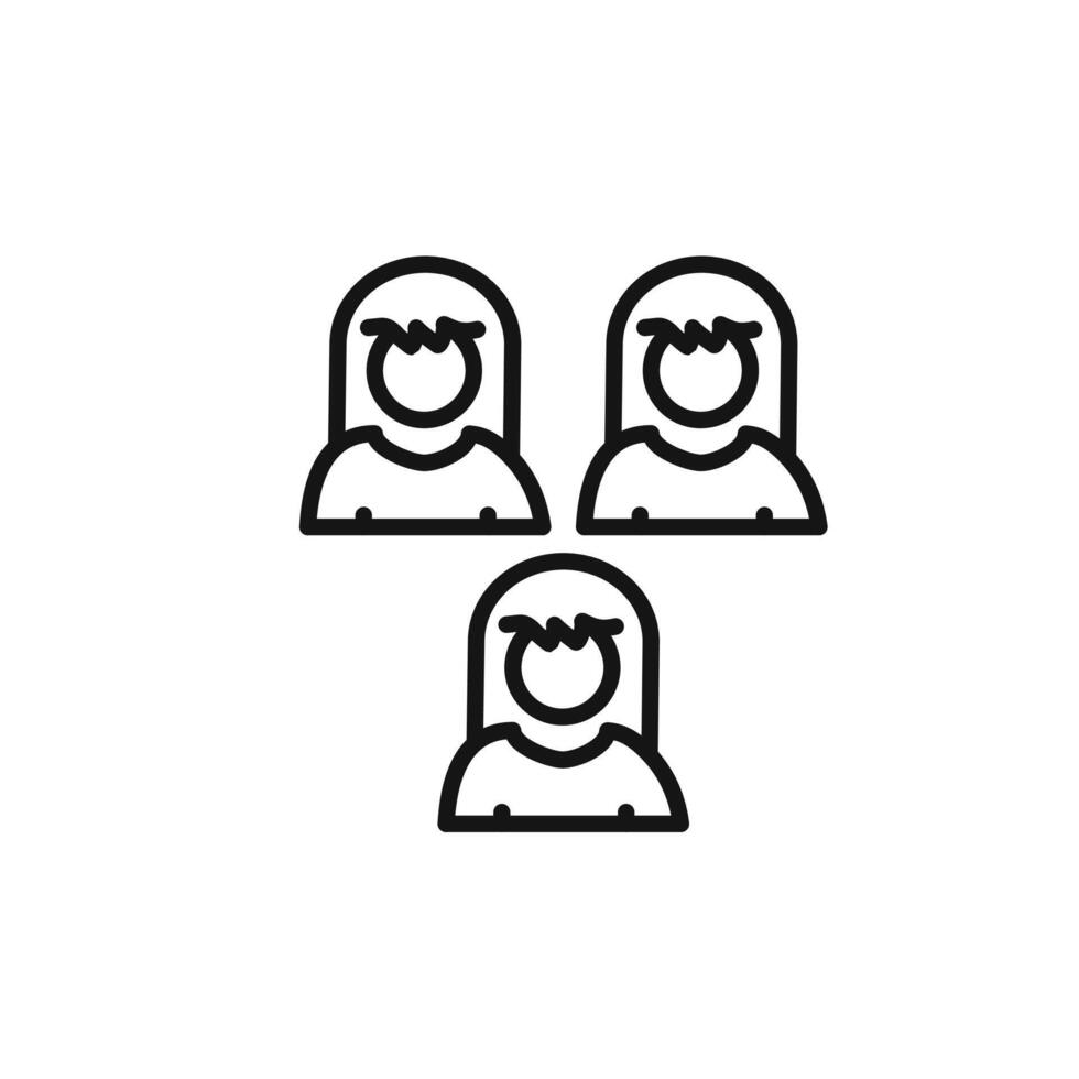 women team icon outline collection in black and on white background vector