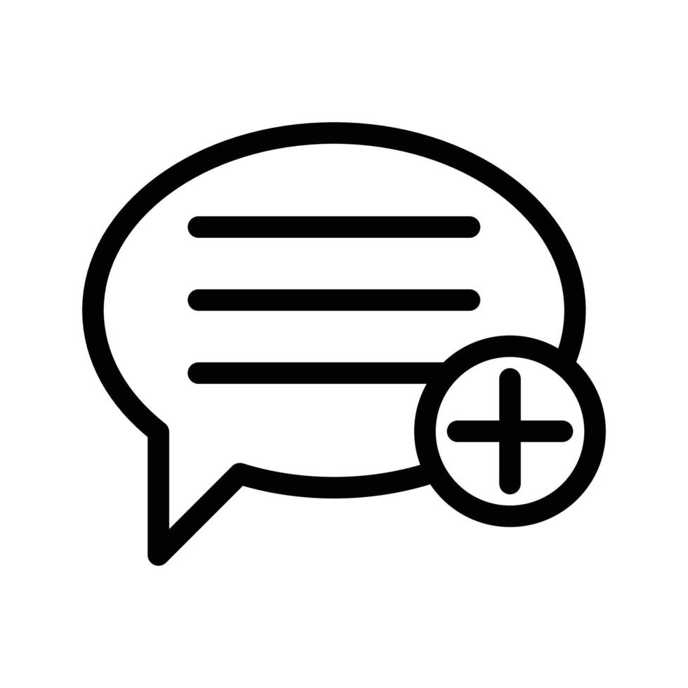 Add chat icon linear logo mark in black and white vector