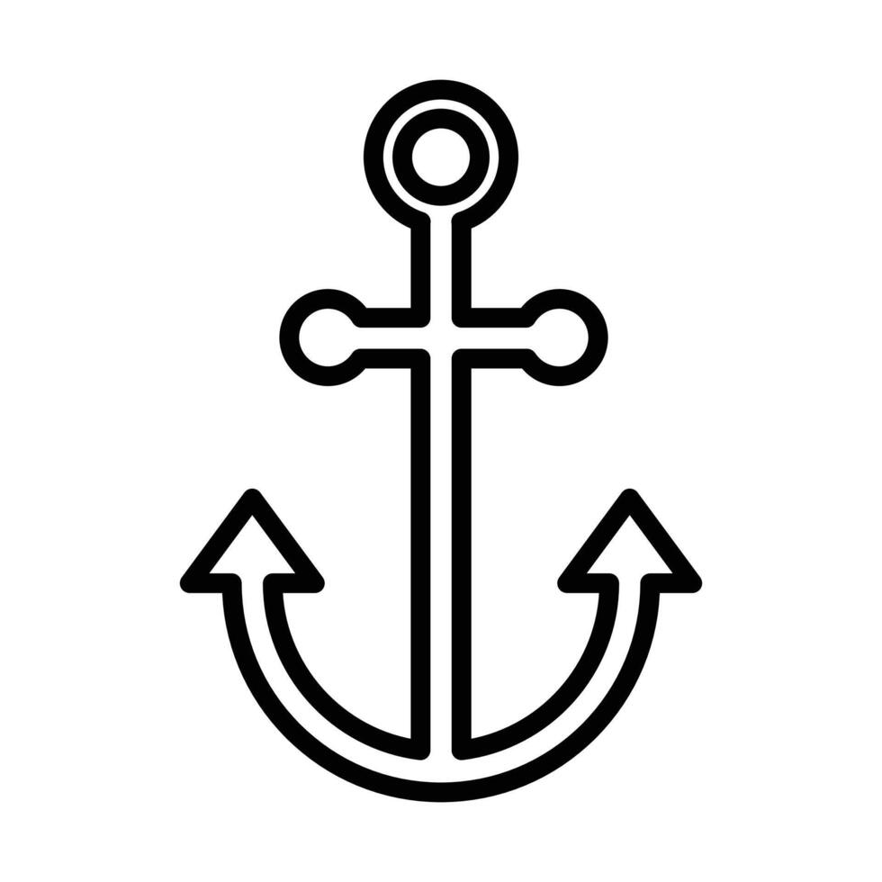 Anchor icon linear logo mark in black and white vector