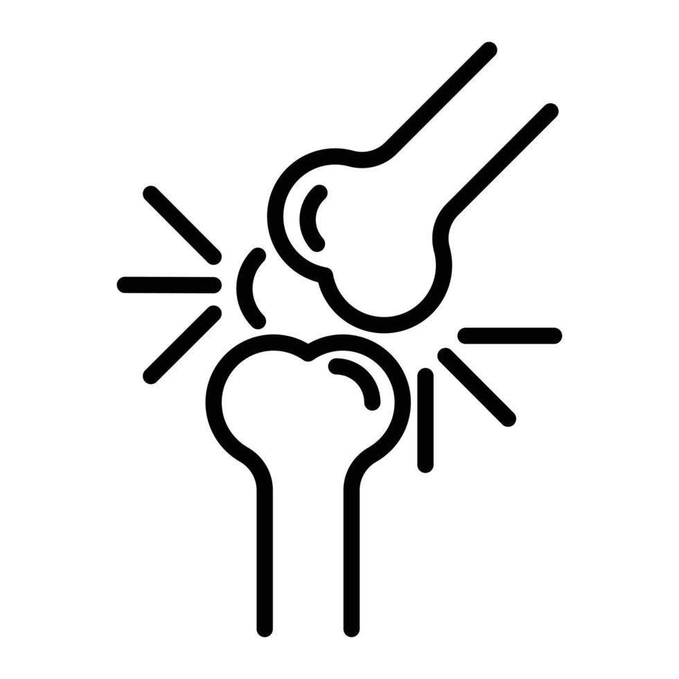 Arthritis knee joint pain icon linear logo mark in black and white vector