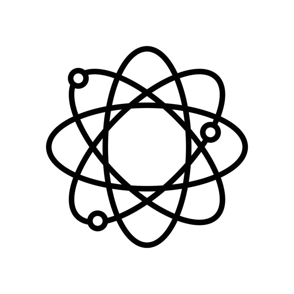Atom scientific icon linear logo mark in black and white vector