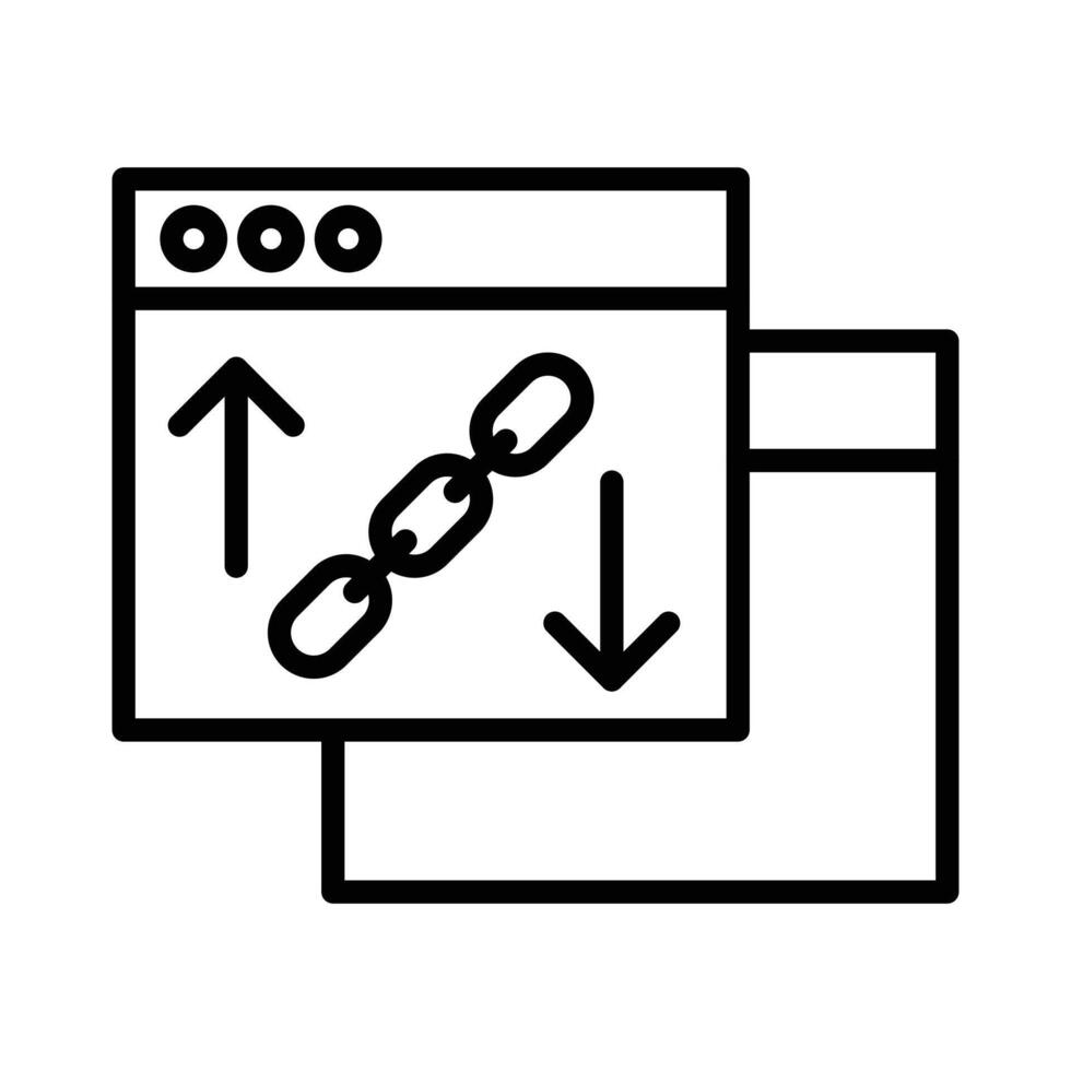 Backlink icon linear logo mark in black and white vector