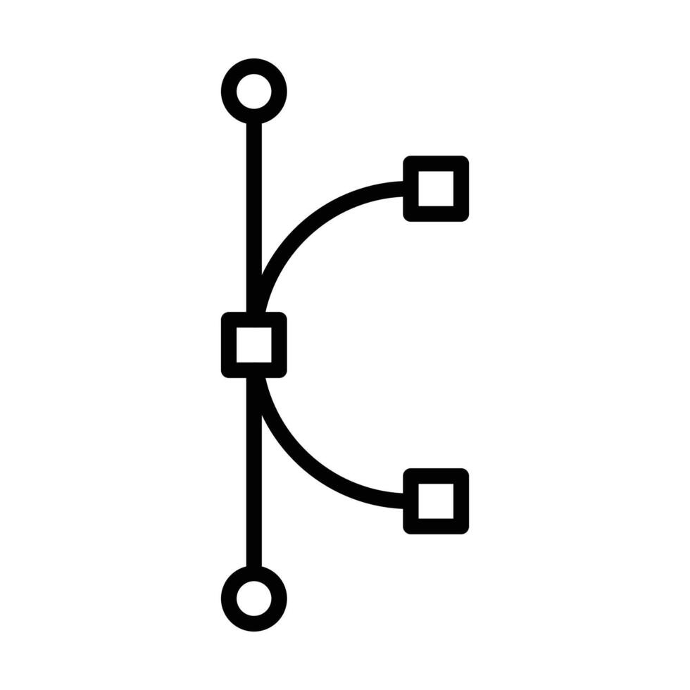 Bezier curve icon linear logo mark in black and white vector