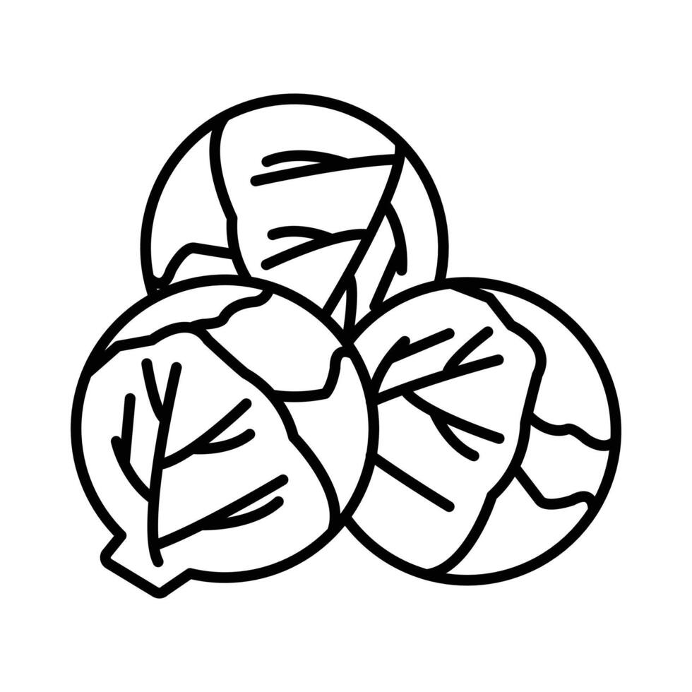 Brussels sprouts Cabbage icon linear logo mark in black and white vector