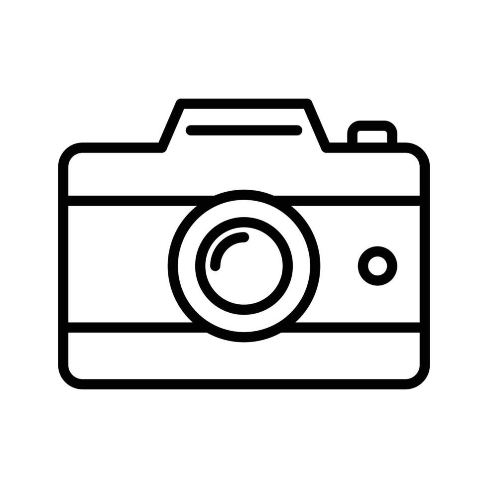 Camera icon linear logo mark in black and white vector