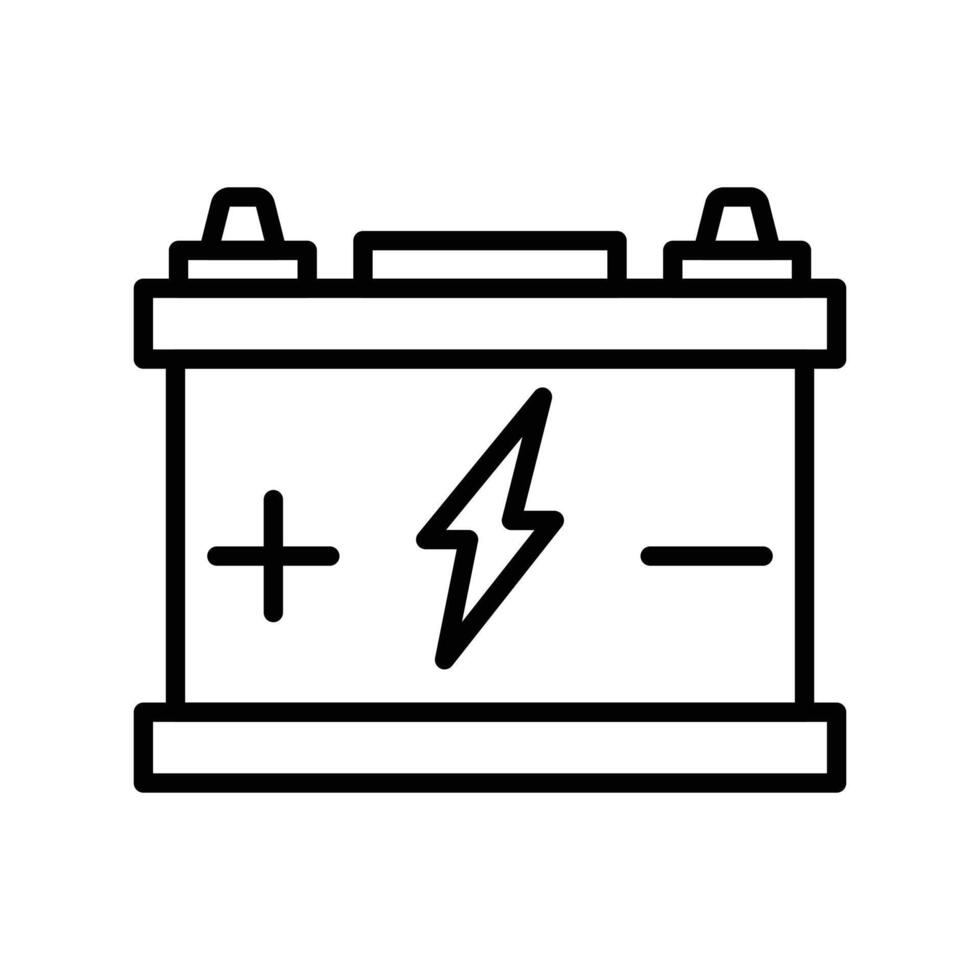 Car battery icon linear logo mark in black and white vector